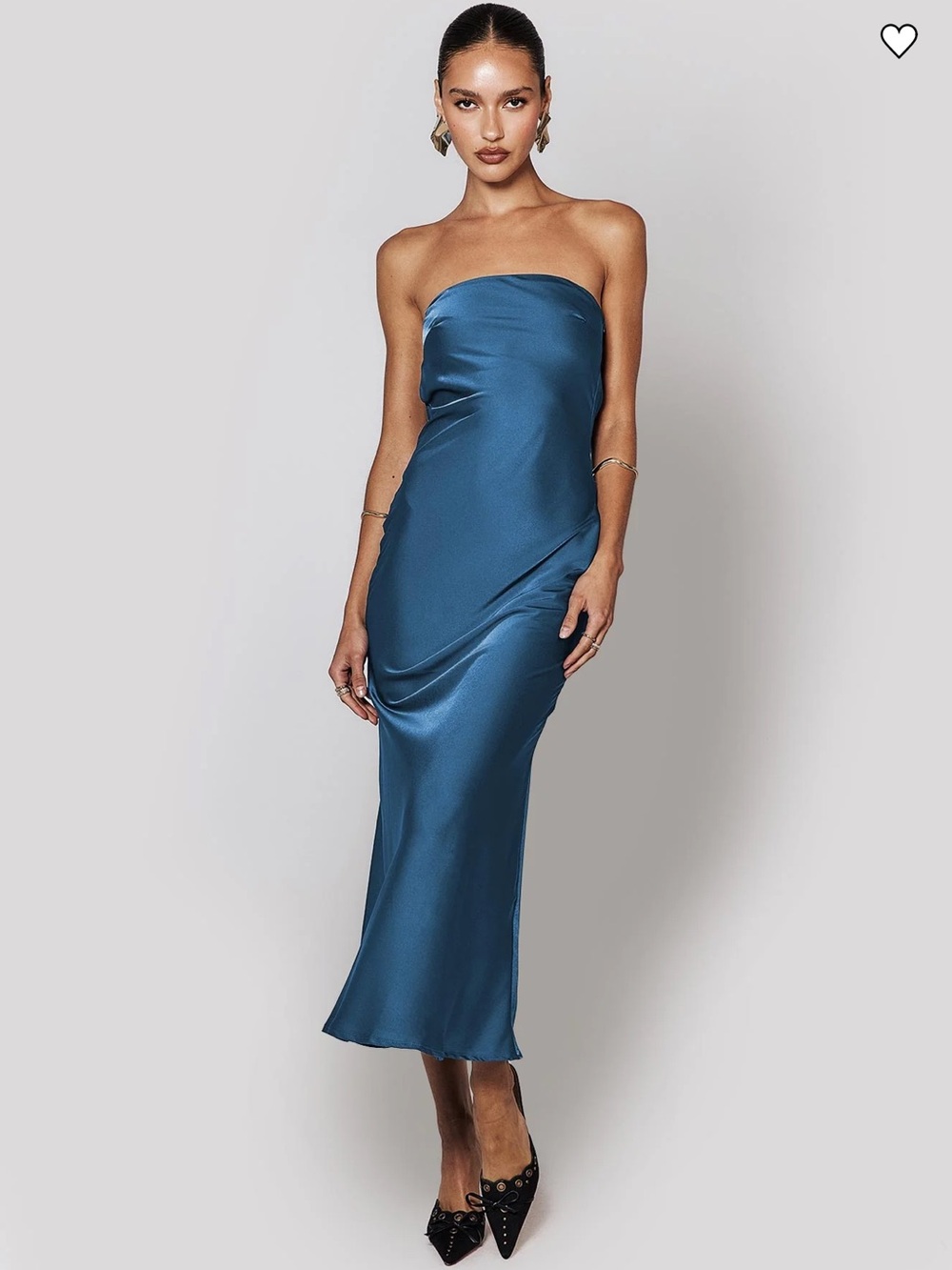Princess Polly Strapless Satin Maxi Dress in Teal